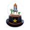 Houston Space Shuttle with Cowboy Hat Base Glass Water Snow Globe